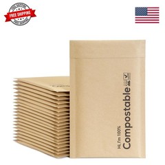 4×8 100% Biodegradable Bubble Mailers,25 Count Kraft Brown Compostable Padded…