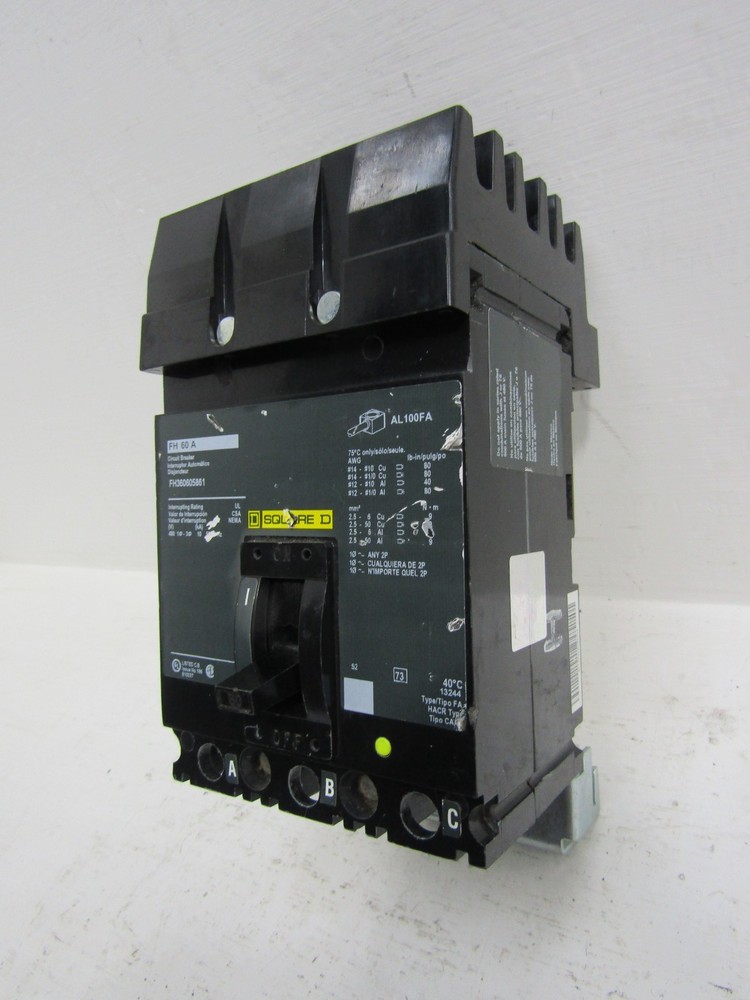 Square D FH360605861 60 Amp 600V I-Line Circuit Breaker 60A 3-Pole FH36060 FH60A