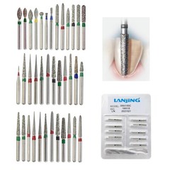 Dental Diamond Bur FG Round End Taper Football Flame Pear Coarse Fine High Speed
