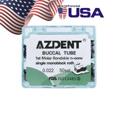 US 3 x Tubo Bucal de Ortodoncia Roth.022 1er Molar Bondable Tubo No-Convertible