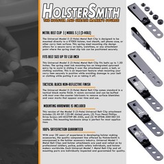 HolsterSmith Universal Metal Belt Clip for Holster Making – (Model 5) – (3-Ho…