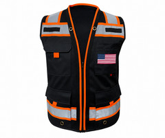 USA PATRIOT Black Hi-Vis Safety Vest With Plan/TABLET Pocket