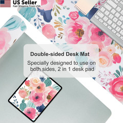 Colorful Star Large Mouse Pad, 31.5L x 15.7W inches, Watercolor Pink Flower