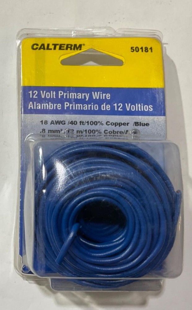 Calterm 12V, 18 AWG 40′ Blue Primary Wire 50181 USA