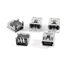 Uxcell Mini USB Type B Female Socket 5-Pin Right Angle DIP Jack Connector 5 Pcs