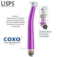 US COXO Dental Handpiece High Speed Air Turbine 4 Holes Colorful Anti-retraction