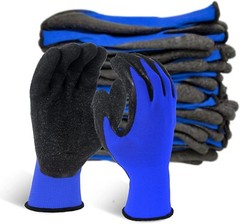 EvridWear 12 Pairs Pack Crinkle Latex Rubber Coated Work Gloves