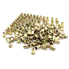 100Pcs 1/4″-20 UNC Rivet Nuts Carbon Steel Zinc Plated Flat Head(1/4-20 Rivnuts)
