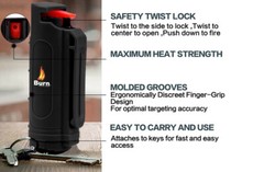 4 Pack BURN Pepper Spray 1/2oz Self Defense Keychain Case Molded OC Black