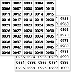 1-1000 Consecutive Number Inventory Labels Stickers Sheets, 1.5″ X 0.75″