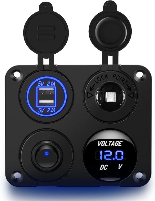 4 in 1 ON OFF Charger Socket Panel Dual USB Charger Power Color: 4 in 1 Panel