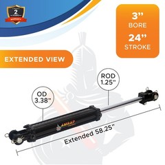 3×24 Hydraulic Cylinder – 3 Bore 24 Stroke Double Acting Tie Rod Cylinder