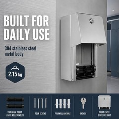 Stylever Commercial Toilet Paper Dispenser – 304 Stainless Steel Double Gray